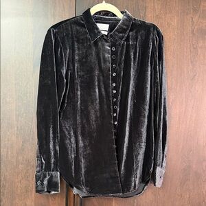 J. Crew Black Velvet Shirt Jacket
